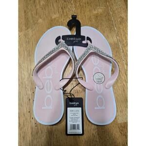 bebe Girls Pink Rhinestone Flip Flops Size L (2/3)